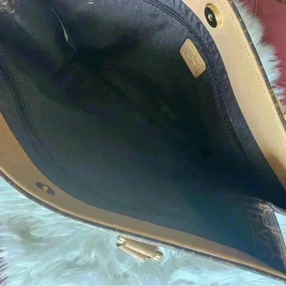 Diane Von Furstenberg Monogram Logo Tote - Brown and Camel Leather - Picture 10 of 12